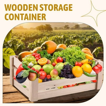 Storage Crate Decorative Wood Crates Wooden Storage Container,Wooden Boxes for Home, Wood Crates for Storage,1 * Wooden Storage Container,Log Color
