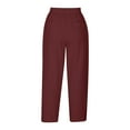 thumbnail image 4 of Diufon Women's Cargo Pants Elastic High Waist Drawstring Lounge Pants 3/4 Solid Color Pants with Pockets, 4 of 5