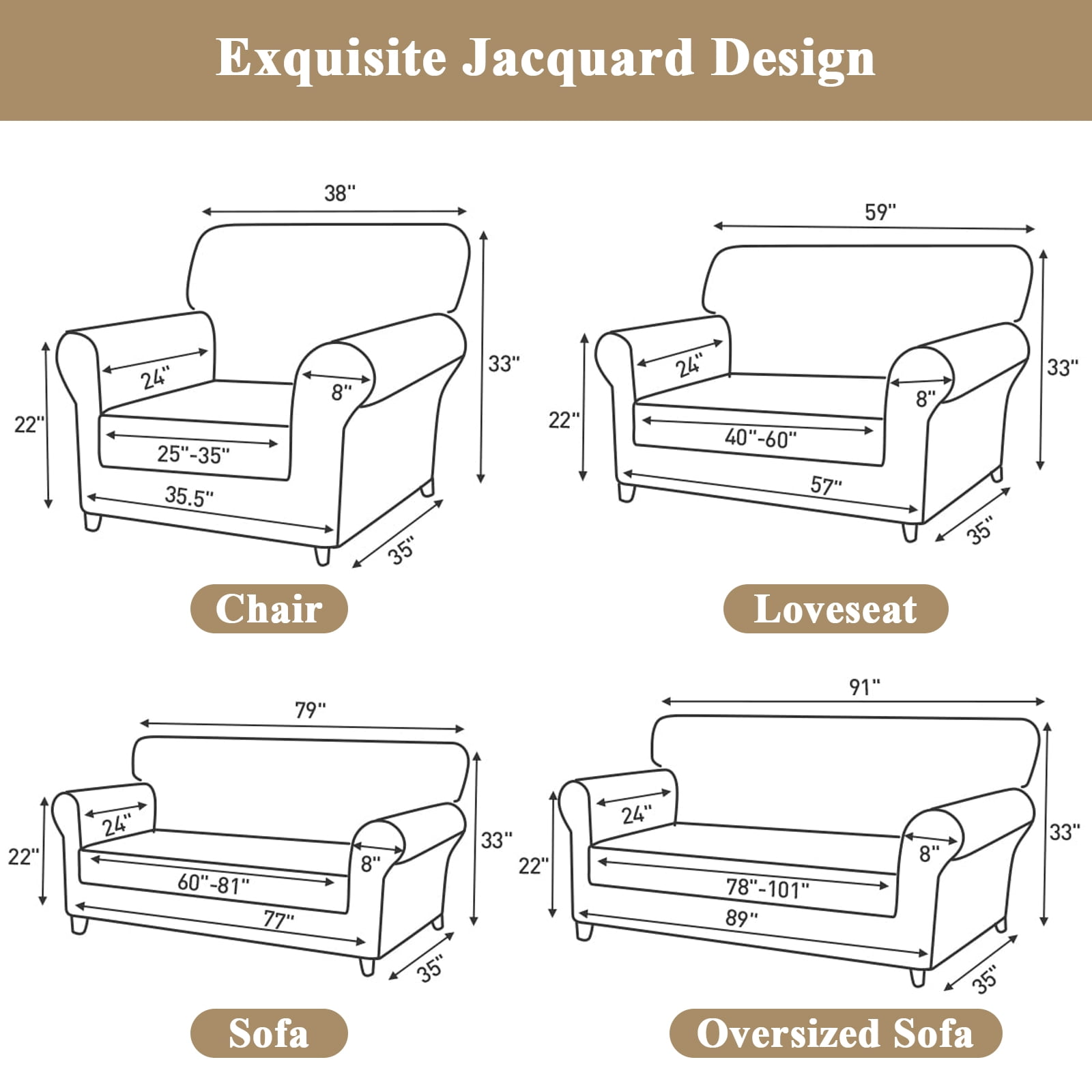 MeyJey Waterproof Sofa Cover, Slipcover for Loveseat Sofa, Stretch Furniture Protector for Kids Dogs Cats Pets, Beige White