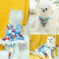 thumbnail image 6 of Dog Harness Dress for Small Dog Floral Dog Harness and Leash Set Bow Knot Puppy Princess Skirt with D-Ring Mesh Summer Pet Clothes for Cat Dogs (Small, Blue), 6 of 6