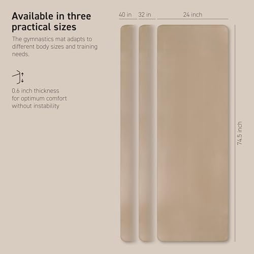 Yoga Mat Premium Non Slip Thick – Extra Comfortable Exercise Mat for Home Workouts, Pilates, Stretching & Gym – Cushioned NBR Foam, Gym Mat with Strap, for Women & Men Beige,74.5 x 24 x 0.6 in