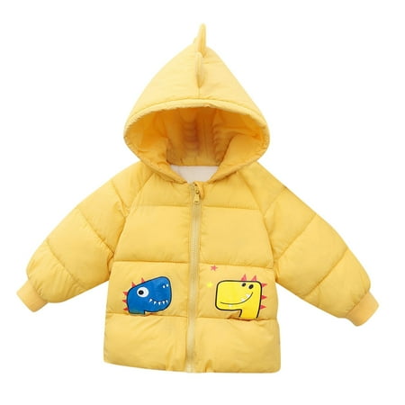 

Uuwenda Toddler Infants Boys Girls Jackets Cute Cartoon Dinosaur Printed Puffer Jacket Warm Thickened Fleeced Zipper Up Casual Outwear With Pockets Pullover Loose Fit Leisure Kids Outwear