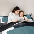 thumbnail image 4 of Manfei Abstract Geometric Twin Comforter Sets, Teal Gray Black WhiteSquare Bedding Set, Black Reversible 2pcs, 1 Comforter and 1 Pillowcase, 4 of 6
