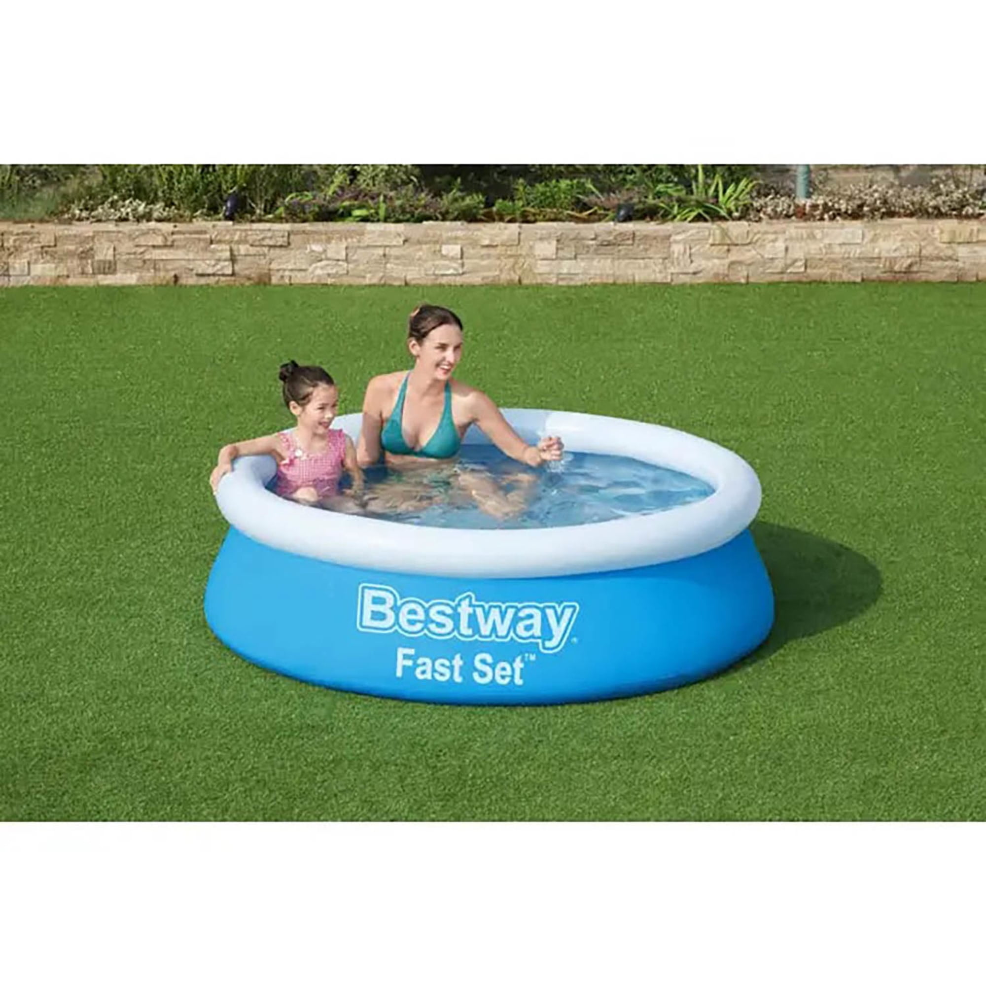 Bestway: Fast Set - 6' x 20" Inflatable Round Pool, Above Ground Splash & Wade Pool, Fill & Rise Setup, Tritech Construction, Easy Drain, Family