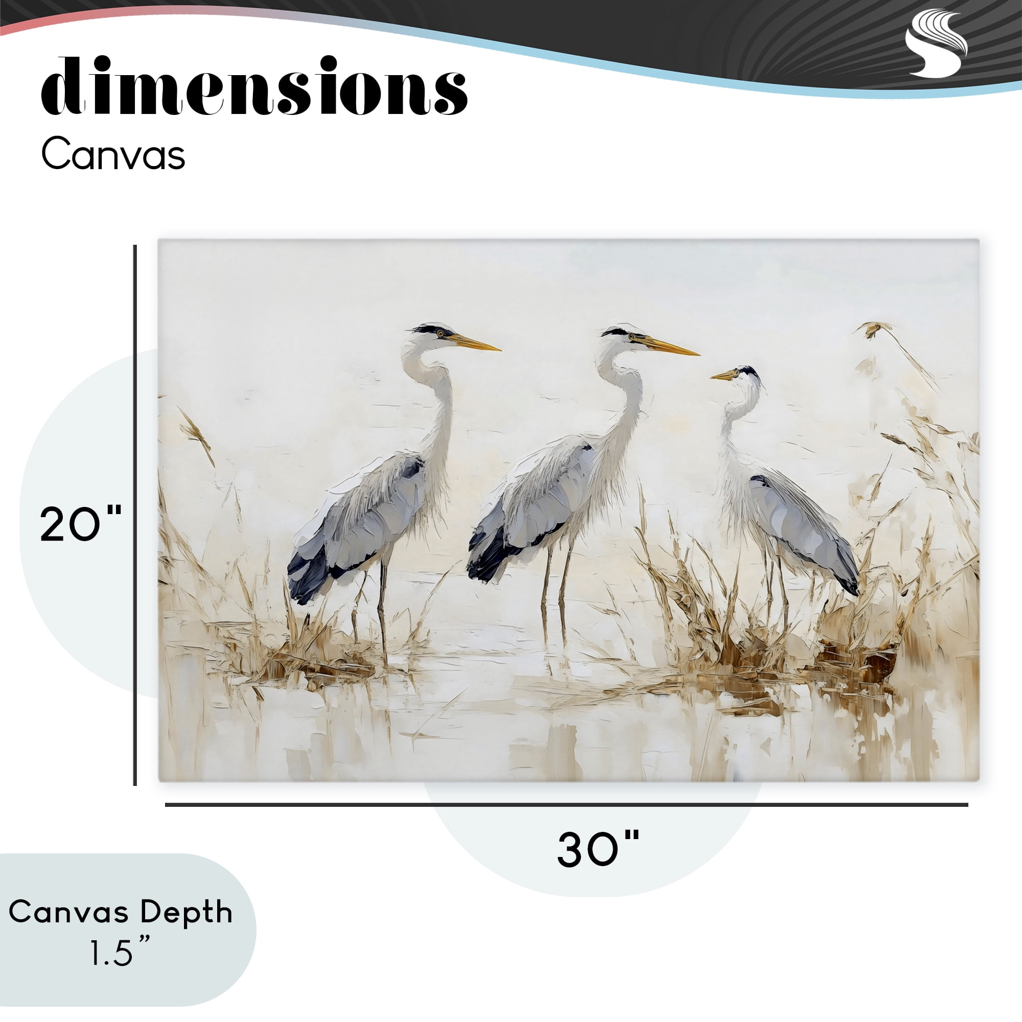 Stupell Industries Neutral Blue Herons in Reeds Canvas Wall Art, design by LSR Design Studio