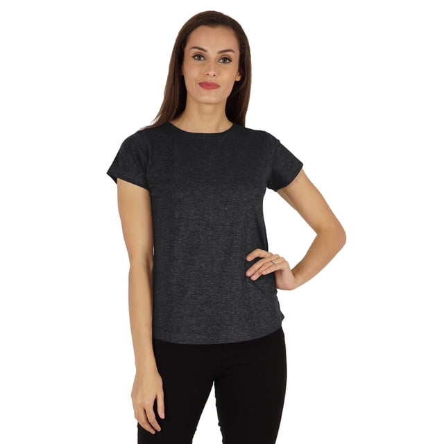 Inkmeso T-Shirt à Manches Courtes Uni pour Femmes Coupe Régulière Décontractée T-shirts Basiques Doux