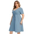 thumbnail image 4 of Plus Size Dress For Women, Spring Casual Midi Dress With Pocket And Sleeve, 4 of 5