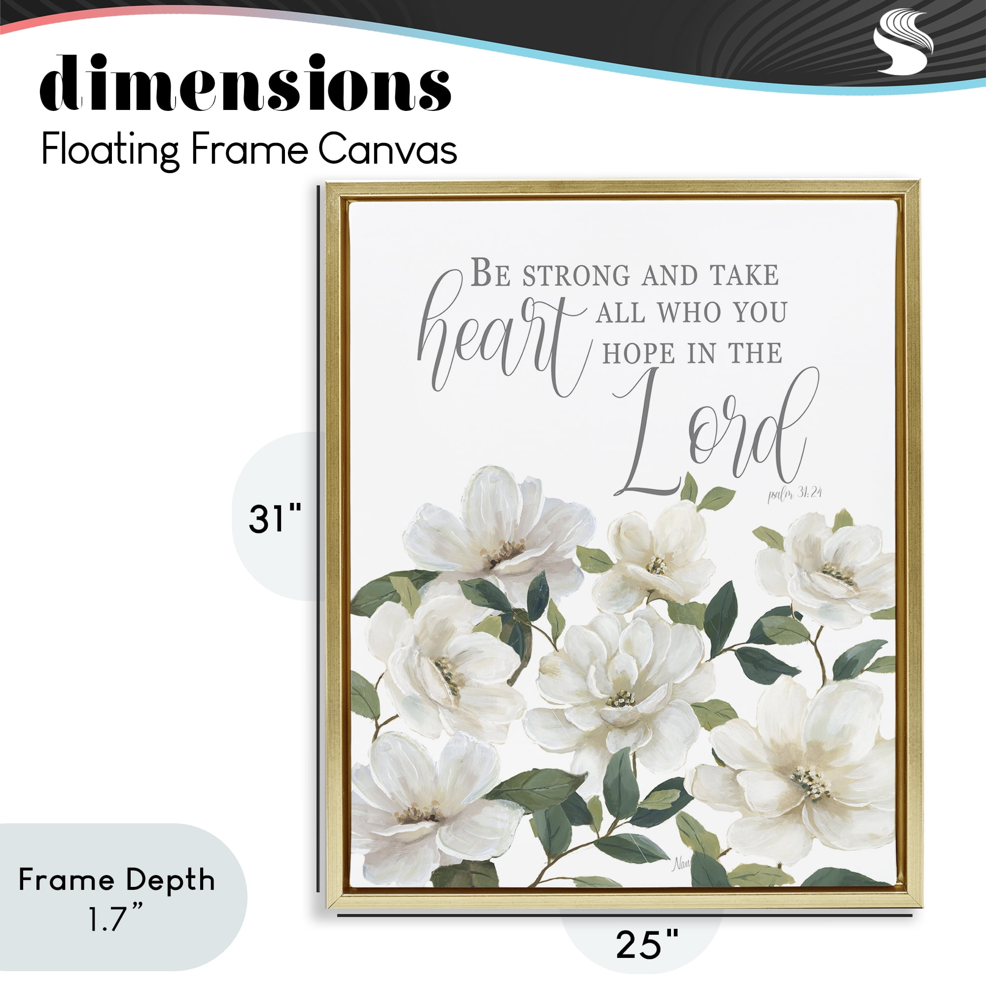 Stupell Industries Be Strong And Take Heart Gold Framed Floater Canvas Wall Art, design by Nan