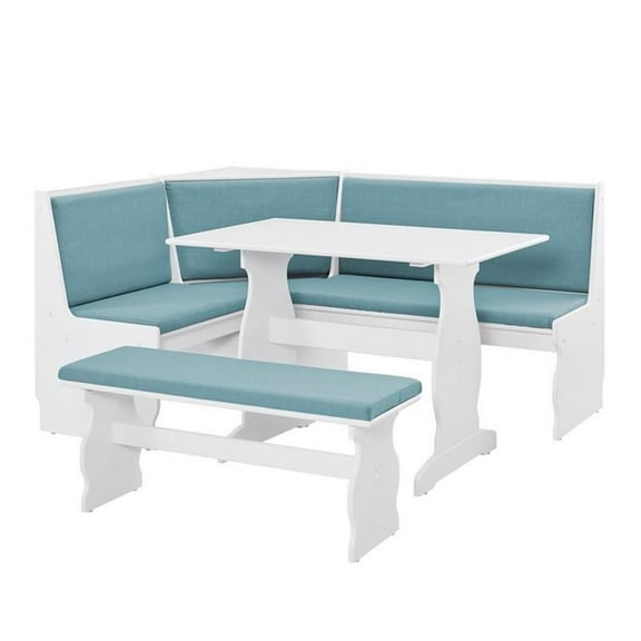 Riverbay Furniture Transitional Wood Corner Nook Dining Set in Blue
