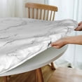 thumbnail image 6 of White Marble Round Fitted Tablecloth with Elastic Edged, Waterproof Stretch Washable Table Cover for Outdoor Indoor Patio Kitchen - Fits Tables 45" to 50" Diameter, 6 of 9