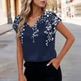 thumbnail image 3 of Oplxuo Womens Summer Tops Rolled Short Sleeve V Neck Shirts Casual Dressy Business Work Blouses Outfits, 3 of 6