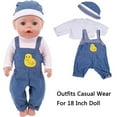 thumbnail image 2 of 18 Inch Doll Fashion Outfit Set 3-Piece Casual Wear with Jumpsuit T-Shirt Hat for Doll, 2 of 9