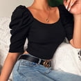 thumbnail image 6 of QLEICOM Womens Summer Tops Oversized T-shirts Slim Fit Comfortable Short Sleeve Solid Color Round Neck Casual Loose Tunic Tank Tops Women Shirts Blouses Black S, 6 of 6