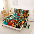 thumbnail image 2 of jejeloiu Bold Tribal King Sheets For Men Women,Geometric Print Bedding,Multi Color,4-Piece,1 Flat Sheet, 1 Fitted Sheet and 2 Pillowcases, 2 of 6