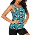 thumbnail image 2 of Haiem Skull Cat Printed Women's Workout Tank Top, Quick-Dry Sleeveless Gym Shirt, Breathable Lightweight Athletic Top for Running, Yoga, and Casual Wear-Large, 2 of 7