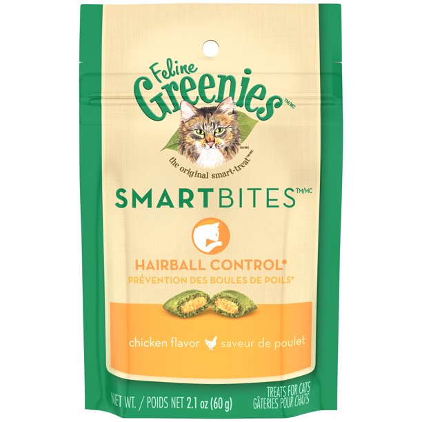 (3 pack) Greenies Feline SmartBites Hairball Control Treats for Cats Chicken Flavor 2.1 oz