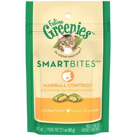 (3 pack) Greenies Feline SmartBites Hairball Control Treats for Cats Chicken Flavor 2.1