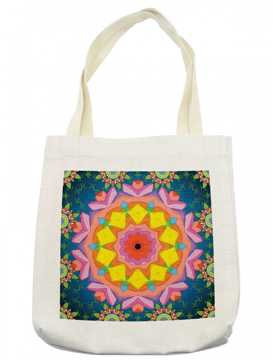 Mandala Tote Bag, Round Frame Oriental Mandala Design Inspired by ...