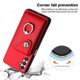 thumbnail image 3 of Wallet Case Compatible for Samsung Galaxy A13 5G with Card Holder, Rotation Finger Ring Kickstand Card Slots Case, Classic PU Leather Shockproof Magnetic Button Cover for Galaxy A13 5G, Red, 3 of 6