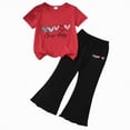 thumbnail image 4 of HCNTES Little Girl Casual Outfit Short Sleeve Tee Wide Leg Pants Soft Elastic Kids Spring Summer School Clothing Set 3T 4T 5T 6T(F02-L,4-5 Years), 4 of 4
