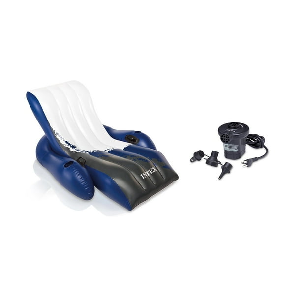 INTEX Floating Recliner Pool Lounge with Cup Holders & Quick Fill Air Pump - Walmart.com