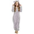 thumbnail image 3 of Kids Fleece Zip Up Hooded Jumpsuit Winter Costume for Girls, 3 of 7