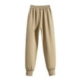 thumbnail image 4 of Women's Thickened Warm Sweatpants Drawstring Waist Fleece Lined Trendy Long Workout Pants Casual Trousers Khaki,XL, 4 of 5
