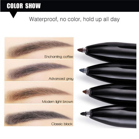 Lv. life 4 In 1 Waterproof Eyebrow Pen Black + Grey + Coffee + Brown Colors Eyebrow Kit Eyeliner Pencil (Best Waterproof Pencil Eyeliner For Waterline Drugstore)