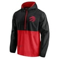 thumbnail image 2 of Men's Fanatics Black/Red Toronto Raptors Anorak Block Party Windbreaker Half-Zip Hoodie Jacket, 2 of 3