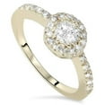 thumbnail image 1 of 3/4ct Diamond Engagement Halo Yellow Gold Wedding Ring, 1 of 3