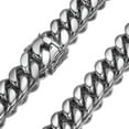 thumbnail image 3 of CUITING 6-22mm Mens Hip Hop Stainless Steel Miami Cuban Link Chain Necklace Silver Color-32 in-20mm, 3 of 8