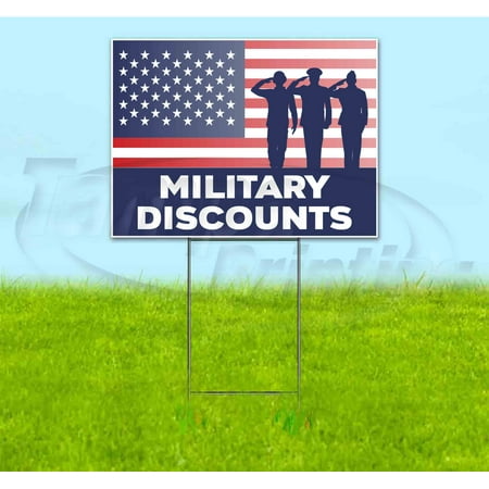 Military Discounts (18" x 24") Yard Sign, Includes Metal Step Stake