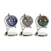 Decmode Contemporary Resin Globes With Aluminum Stand, Blue - Set of 3