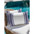 thumbnail image 4 of Outdoor Throw Pillow Set of 2, Navy Blue Striped Waterproof Pillow with Insert Included, Modern White Striped Abstract Art Aesthetics Decorative Accent Cushion Lumbar Pillows for Patio, 12 x 20 In, 4 of 8
