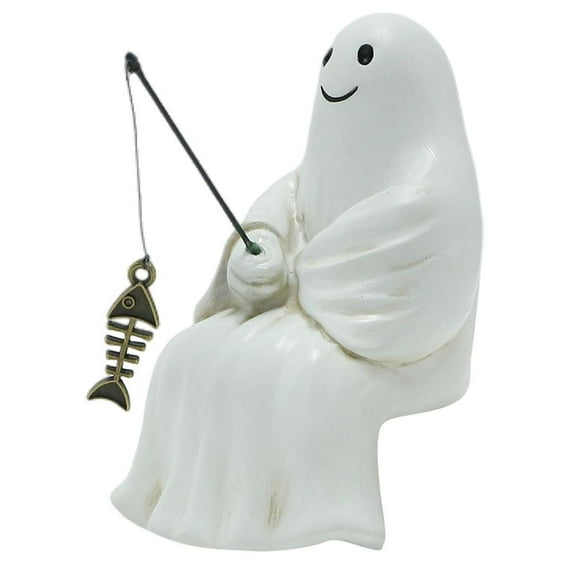 QHUDLV Fishing Pumpkin Head Mummy Statue, Halloween Outdoor Decorative Scarecrow