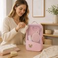 thumbnail image 5 of SUYOLL Pink Cartoon Bear Quilted Mesh Storage Pouch Organizer Cube Portable For Travel Toiletries Organization Saving Space, 5 of 7
