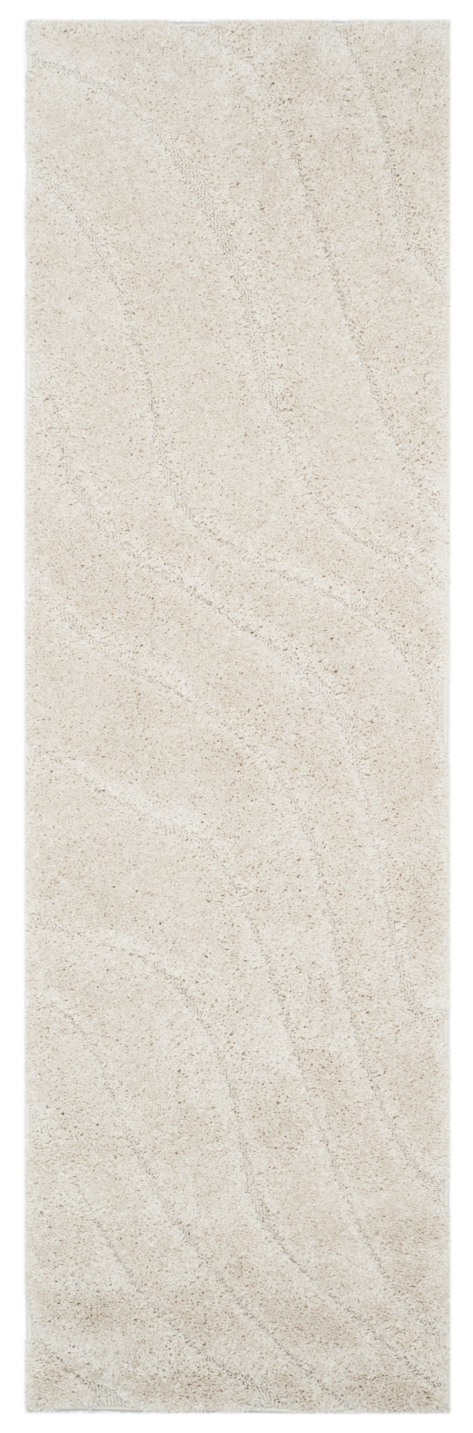 SAFAVIEH Florida Tabitha Geometric Waves Shag Runner Rug, Cream, 2'3" x 9'