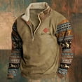 thumbnail image 2 of XIAOCHA Mens Sweatshirt Vintage Ethnic Pattern Fleece Lined Half Zip Pullover Sweatshirt Kangaroo Pocket Casual Top For Outdoor Adventures Daily Wear, 2 of 3