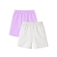 thumbnail image 5 of HILEELANG Toddler and Little Girls Cotton Shorts 2-Pack with Pockets, Gray and Purple, 2-7Y, 5 of 11