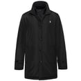 thumbnail image 2 of Men's Mock Layered Insulated Trench Coat, Windproof for Business Casual Black S, 2 of 7