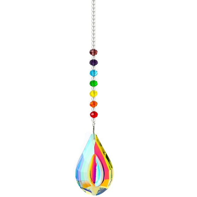 QPENWEI Atrapasol con prismas de bola de cristal, adorno colgante con cristales de chakras, colgantes de cristal coloridos para el hogar, la oficina, la decoración del jardín, el colgante del coche, e
