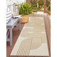 thumbnail image 6 of World Rug Gallery Modern Abstract Lines Weather Resistant Reversible Indoor/Outdoor Area Rug - NATURAL 2'x7', 6 of 8