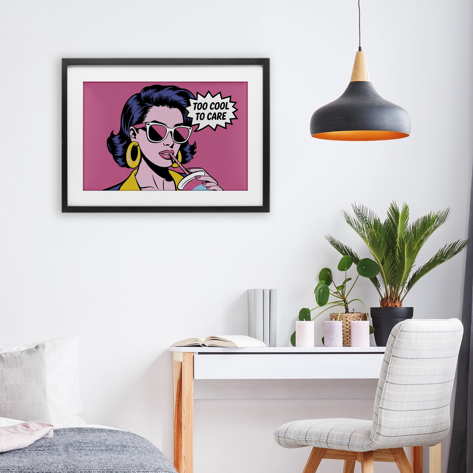 Stupell Industries Too Cool To Care Iconic Black Framed Print Under Glass, design by Andreas Magnusson
