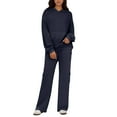 thumbnail image 4 of Huankd 2 Piece Lounge Sweat Sets Plus Size Fall Fashion Matching Sweatsuits Wide Leg Pants Travel Outfit Winter Clothes Navy XL, 4 of 4