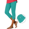 thumbnail image 2 of Women's High Rise Solid Color Capris Slim Fit Tummy Smoothing Leggings Functional Side Pockets for Yoga Gym or Daily Lounge Versatile Workout JASKFLY Light Blue L, 2 of 8