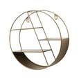 thumbnail image 2 of Rongfmy Floating Shelf Display Rack Round Wall Mounted Geometric Decorative Decor Organizer for Office Coffee Bar Bedroom Living Room Copper Color, 2 of 9