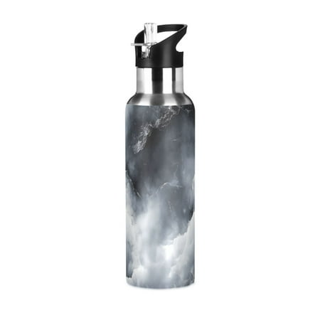 

Water Bottles 34oz Straw Lid Wide Mouth Stainless Steel for School Sport Travel Rolling Cloud Marble
