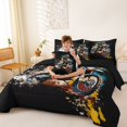 thumbnail image 3 of Castle Fairy Splash Motocross Bedding Comforter Set 7-Piece for Teens, Muddy Trail Jump King Bedding Sets for Kids Bedroom, Black Orange,Black Reversible, 3 of 7