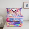 thumbnail image 5 of Manfei Cute Amphibian Axolotl Queen Comforter Set,Kawaii Animals Pattern Comforter Sets Queen,Pink Reversible,3 Pieces,1 Comforter and 2 Pillowcases, 5 of 7