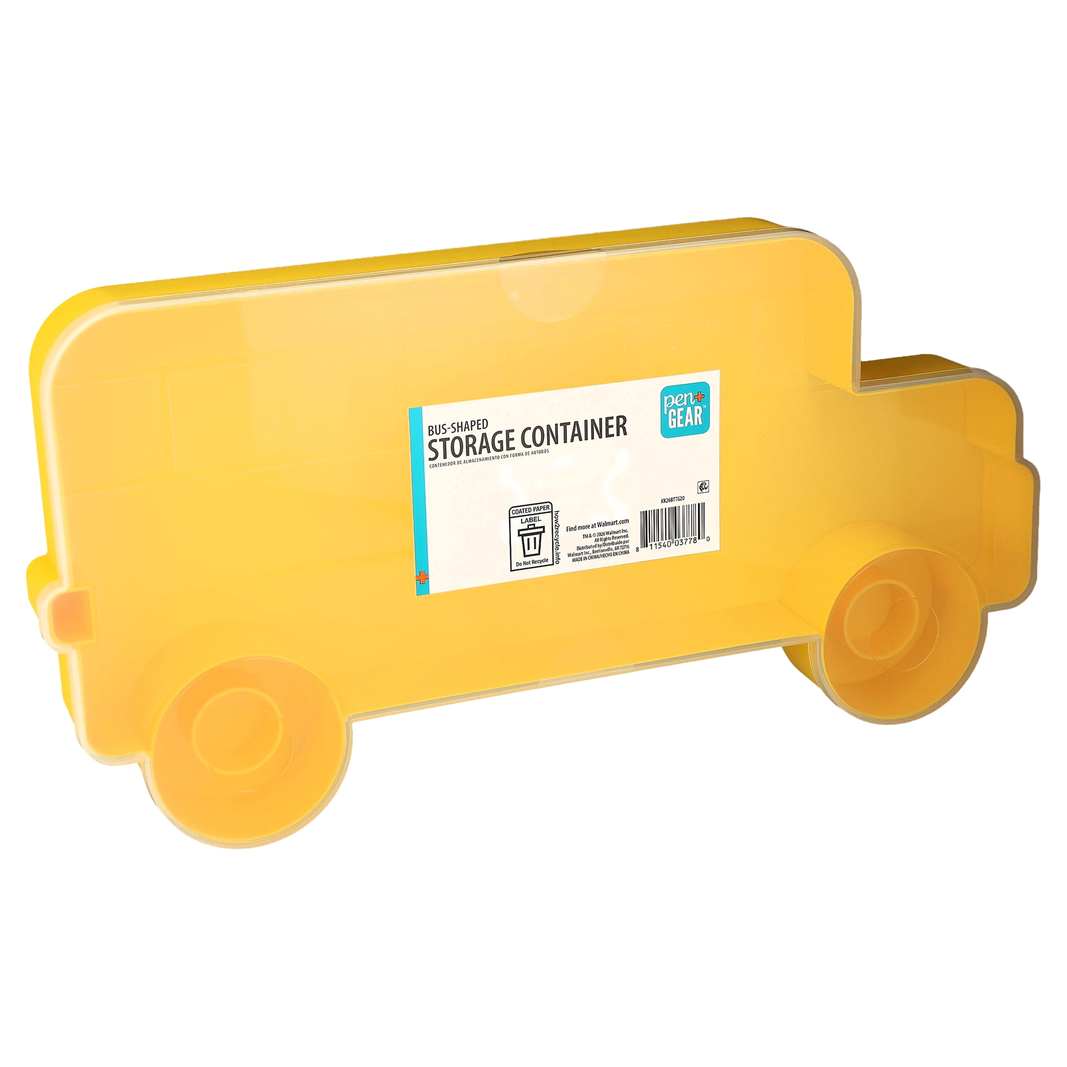 Pen+Gear Bus-Shaped Storage Container, Yellow, 15.5" x 8"